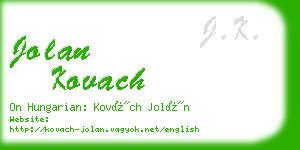 jolan kovach business card